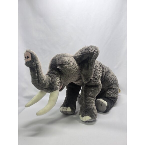 Magnussen Home RARE Gray Elephant Realistic Plush Stuffed Animal Toy Home Decor - Picture 15 of 16